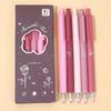 5 Pcs Rose Pattern 0.5mm Cartoon Style Neutral Pen Student Learning Writing Gel Pen School Cultural Supplies Gift (Black Ink)