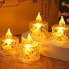 4Pcs Crystal Flameless Candle Lights LED Tealight Candles Battery-Operated Twinkling Light Fake Candles for Weddings Home Decor