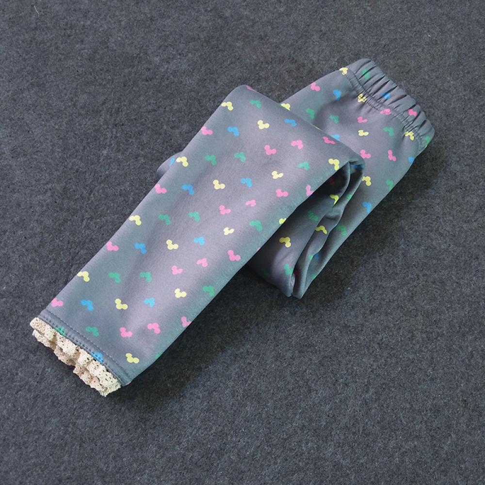 Леггинсы для девочек, красочные леггинсы с героями мультфильмов, бархатные брюки для девочек, кружевные теплые брюки для подростков