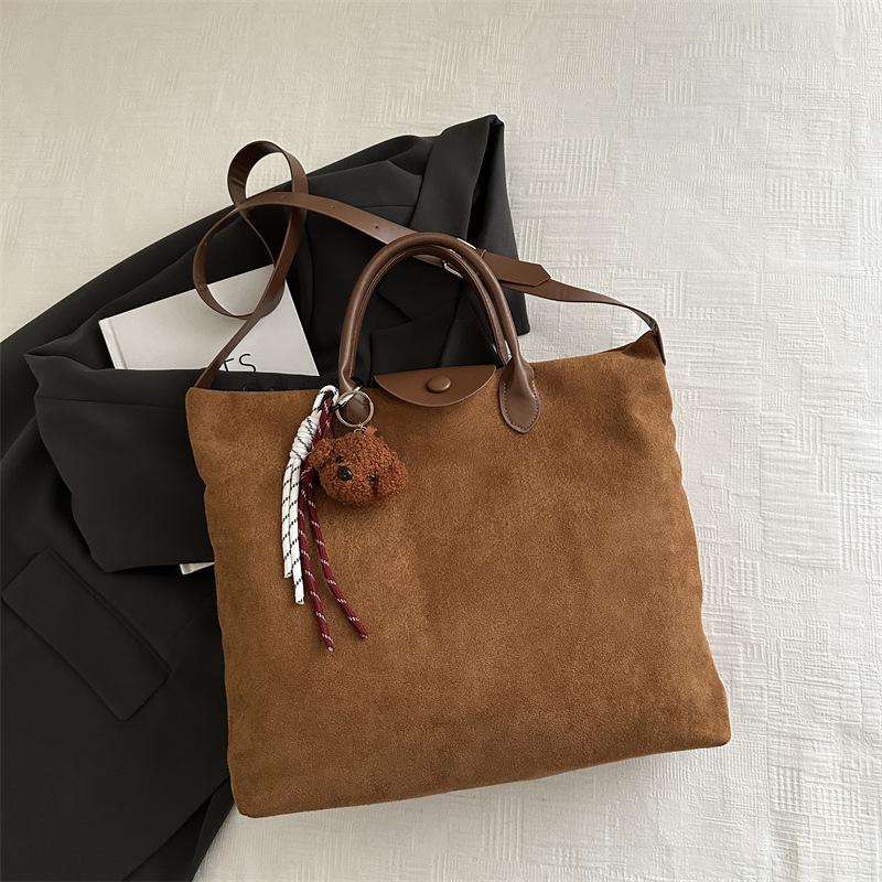 Матовая большая вместимость осенняя однотонная повседневная ретро-сумка-тоут сумка через плечо для поездок на работу