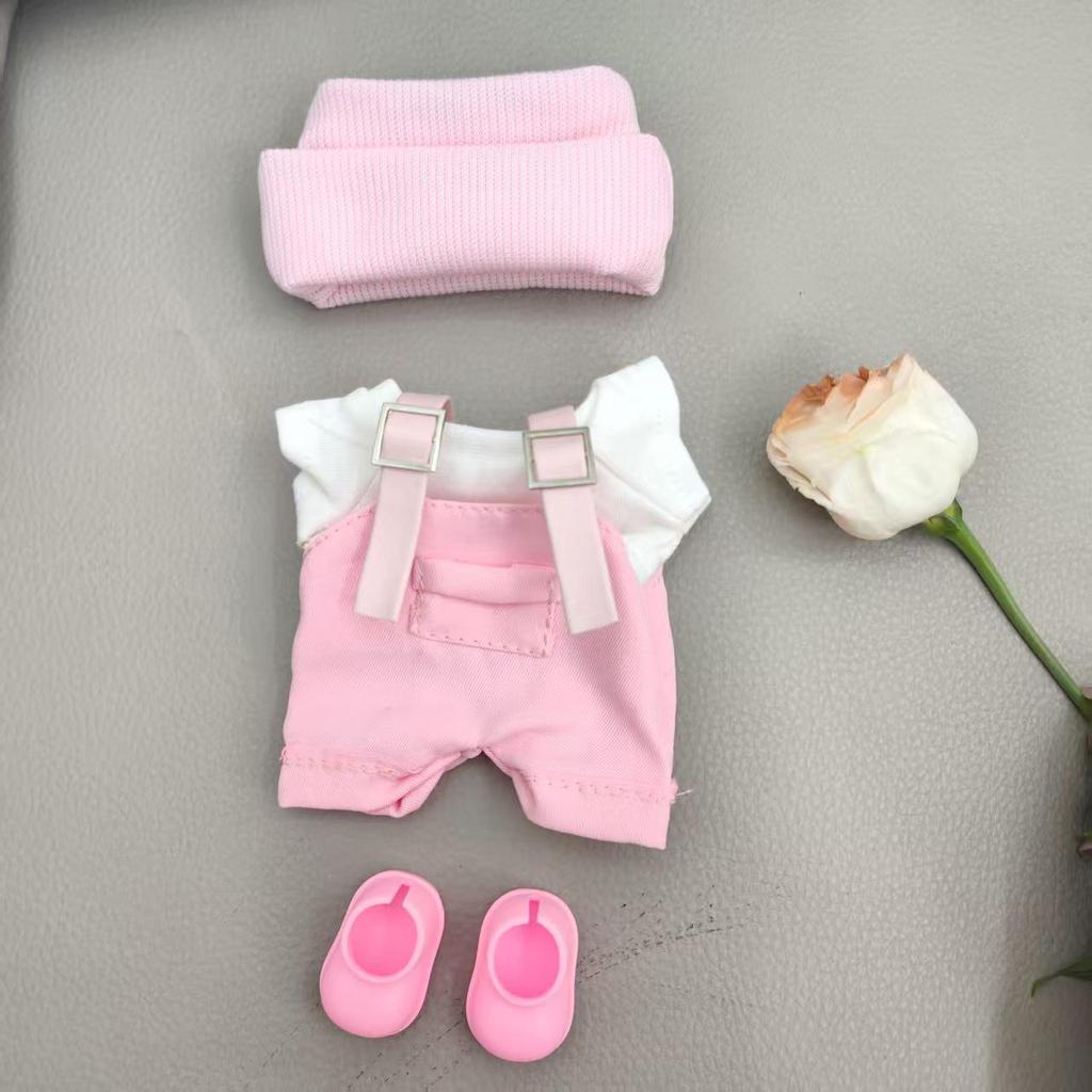 Модный набор куклы Лабубу: Фиолетово-розовый комбинезон, вязаная шапка и наушники для 1-го, 2-го, 3-го поколения