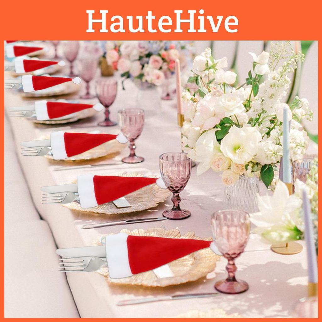 Рождественское украшение Мини шляпа Санты Плюшевый набор вилки и ножа для бутылок вина Оптом от производителя