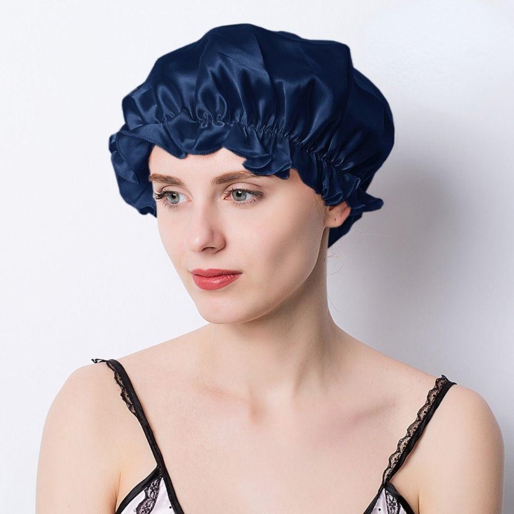 Elastic Large Silk Sleeping Cap Fashion Hair Loss Hats New Women Hair Bonnets