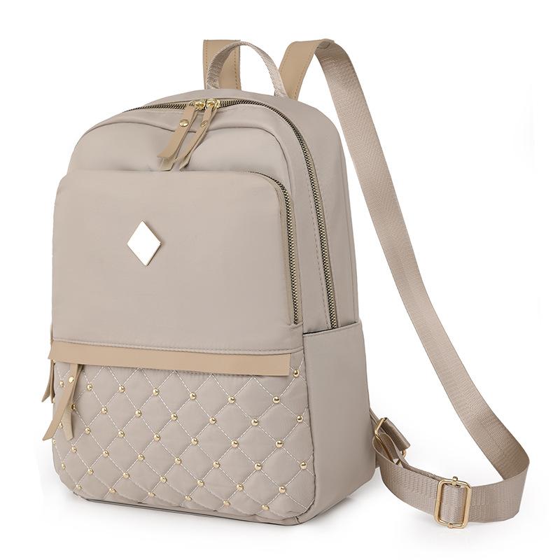 Модный рюкзак с заклепками и ромбовидной линией, женский рюкзак, повседневная дорожная сумка, дорожный рюкзак