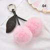1PC Soft Plush Ball Key Chain Faux Fur Cherry Car PomPom Pendant Keyring