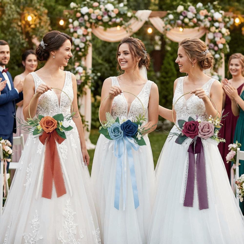 Elegant Wedding Gold Hoop Bouquet Romantic Wedding Decor Wreath  Anniversary Celebrations