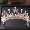 Luxury Pink Crystal Wedding Crown Royal Queen Tiaras Headbands Girls Prom Bridal Headdress Bride Diadem Hair Jewelry Accessories