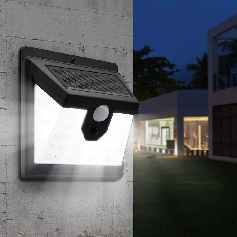 Solar Wall Light 40 LED Human Sensor Professional IP65 Waterproof Energy Saving Garden Decoration Eco-friendly Wall Light
