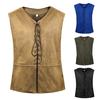 Мужской винтажный жилет, средневековый жилет с v-образным вырезом, без рукавов, на шнуровке, кардиган, однотонный, тонкий, в стиле стимпанк, жилет в стиле Ренессанс, в готическом стиле