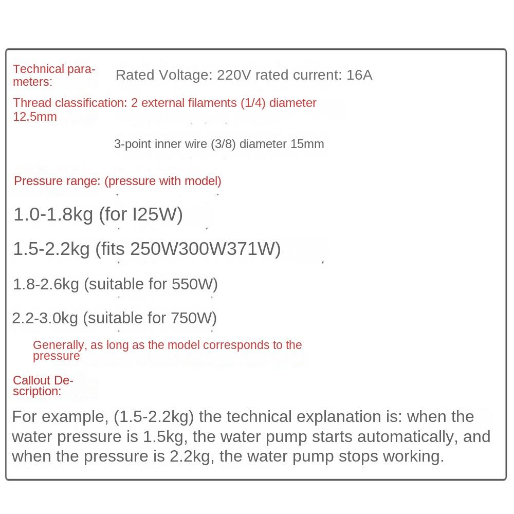 Energy-saving Water Pump Pressure Switch Thread Booster Pump  For Garden Irrigation