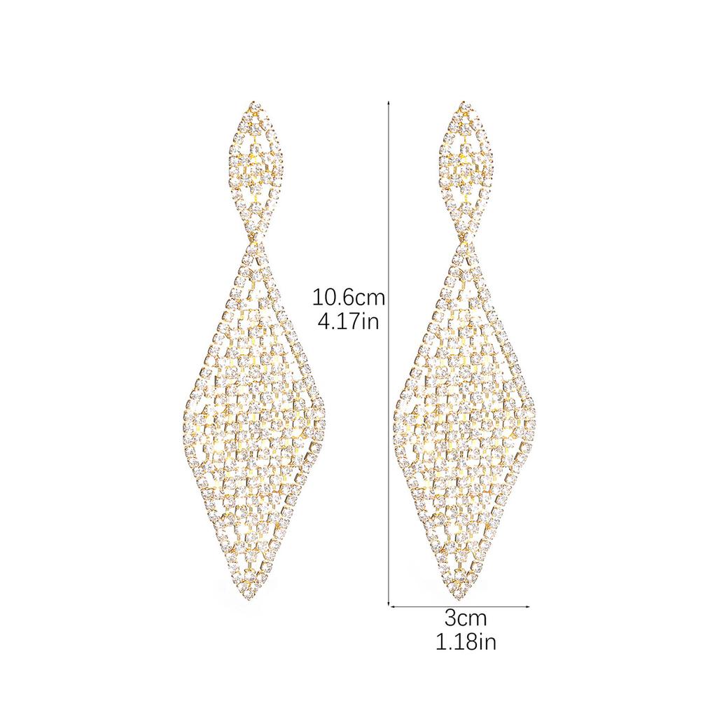 Европа и Соединенные Штаты Темперамент ветра Роскошные геометрические ромбы Длинные серьги Личность Преувеличенные блестящие элегантные бриллиантовые гвоздики