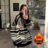 Autumn Winter Striped Oversized Pullover Sweater for Women