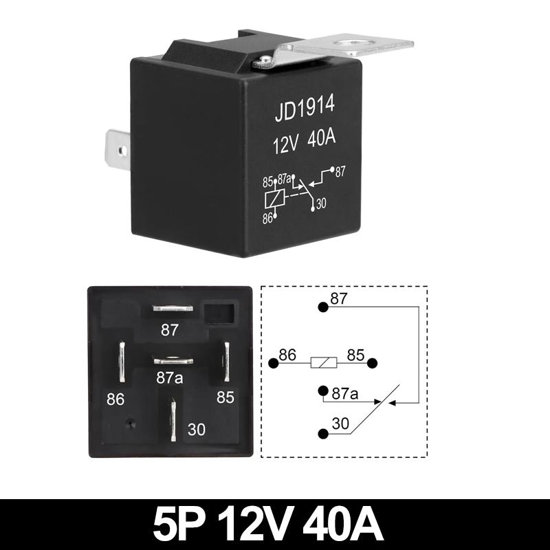 JD1914 40A 12V/24V SPDT Waterproof Car Relay 4/5 Pin Auto Switch Starter Kit for Car Boat Tractor Truck Motorcycle Relays 5