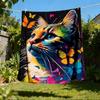 1pc Colorful Cat Art Print Outdoor Blanket, Lightweight Polyester,