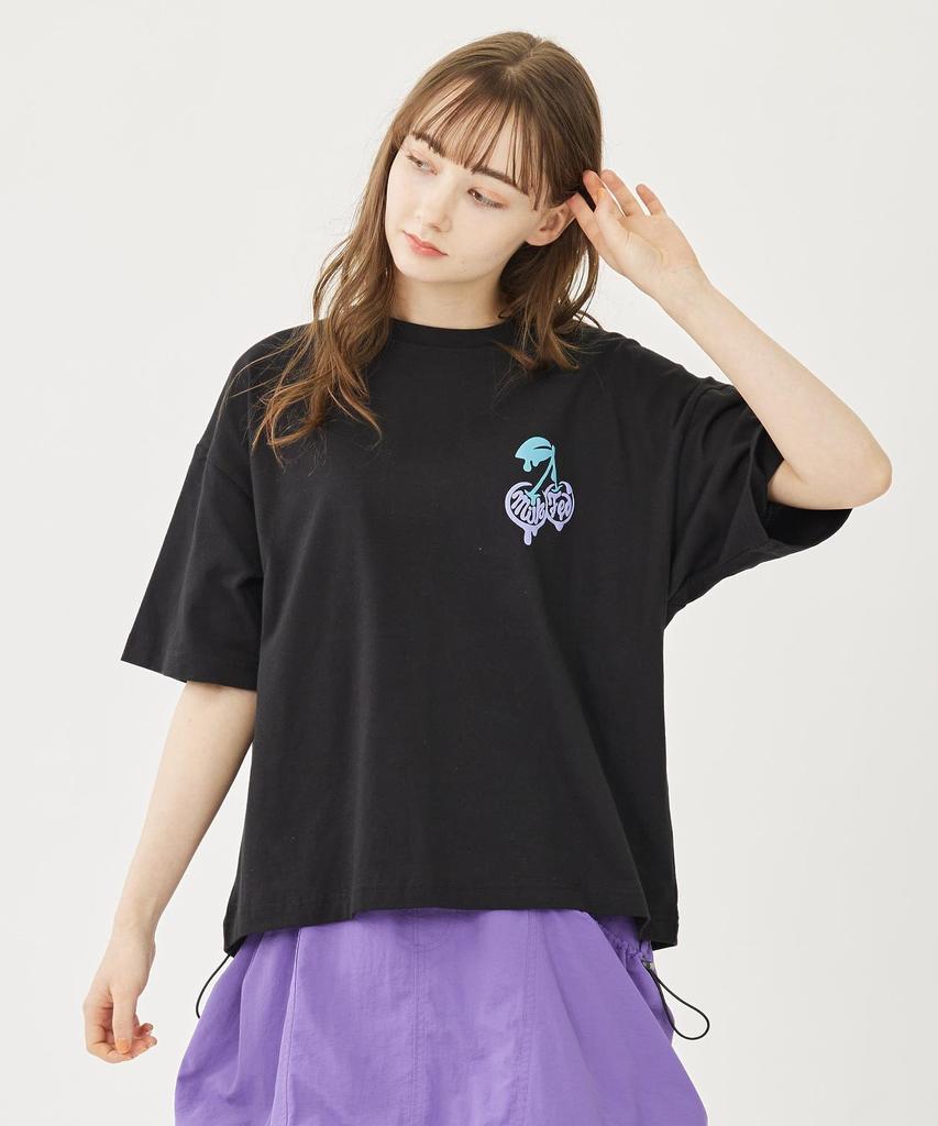 Milkfed Casual Melt Cherry Wide Shorts Tee In Black Women's