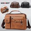 WEIXIER Высококачественные мужские плечевые сумки из ПУ, водонепроницаемые, износостойкие, модные, повседневные, деловые сумки через плечо, классических черного и коричневого цветов, мужские сумки-мессенджеры