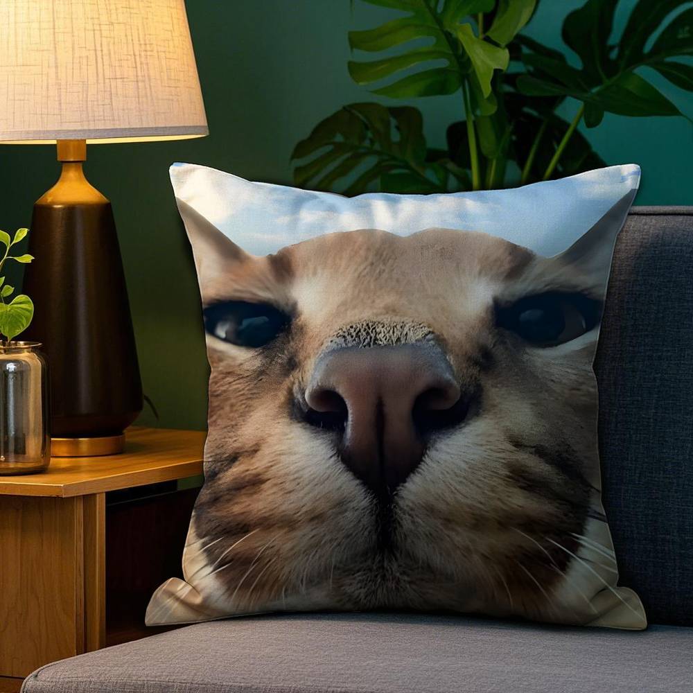 Floppa Cat Meme Pillow Case Plush Fabric Soft Double Sided Print Sofa Cushion Cover Throw Pillow Covers