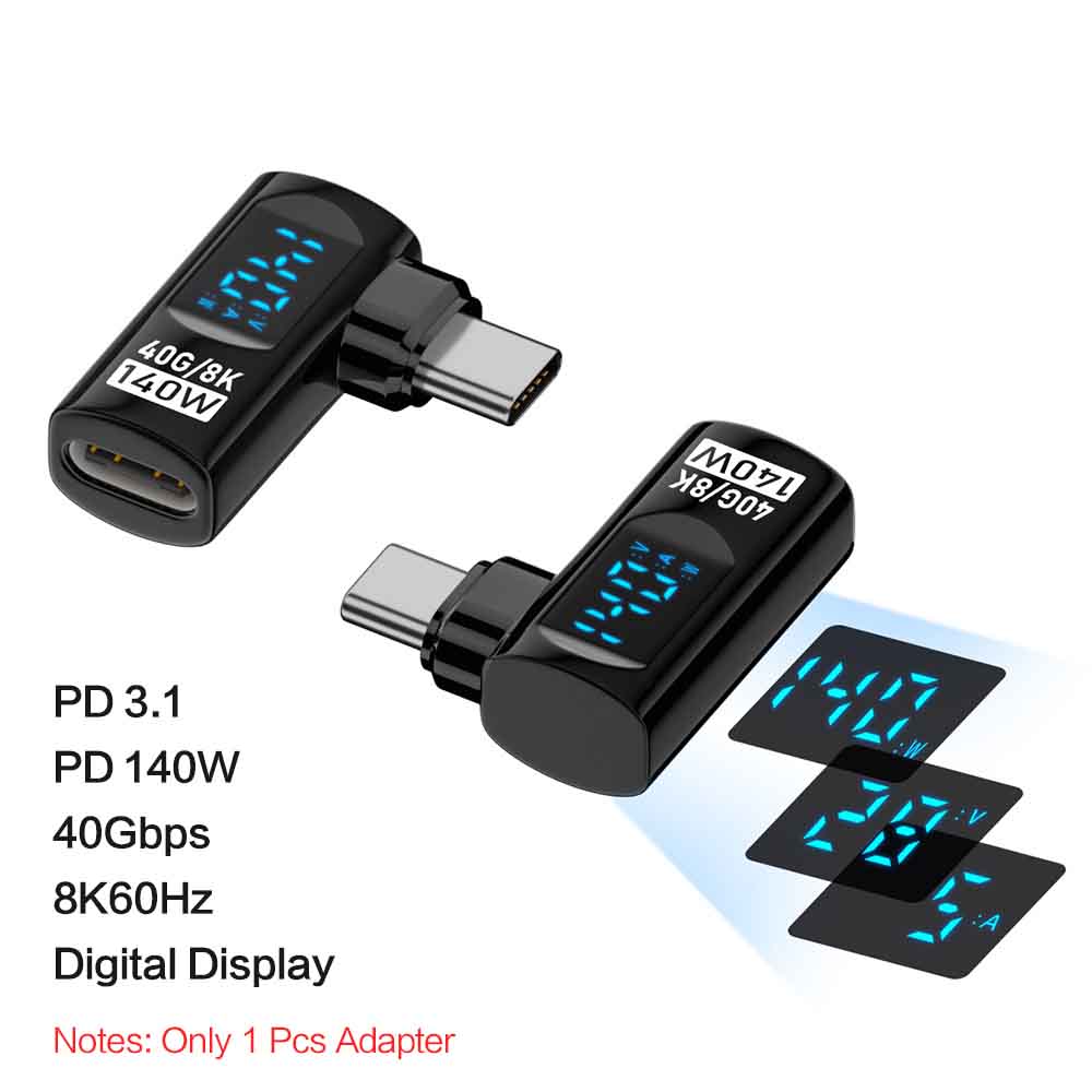 90-градусный USB-адаптер C, прямоугольный U-образный адаптер типа C, передача данных 40 Гбит/с, PD 140 Вт, USB4.0, 8K, 60 Гц, видео для Thunderbolt 3/4