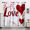 Valentine's Day-2Pcs Love print curtains,suitable for bedroom,living room kitchen decoration,home decoration,window decoration