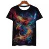 Мужские 3D цифровые принты Феникс черный узор принт модные свободные повседневные футболки с короткими рукавами и круглым вырезом мужские