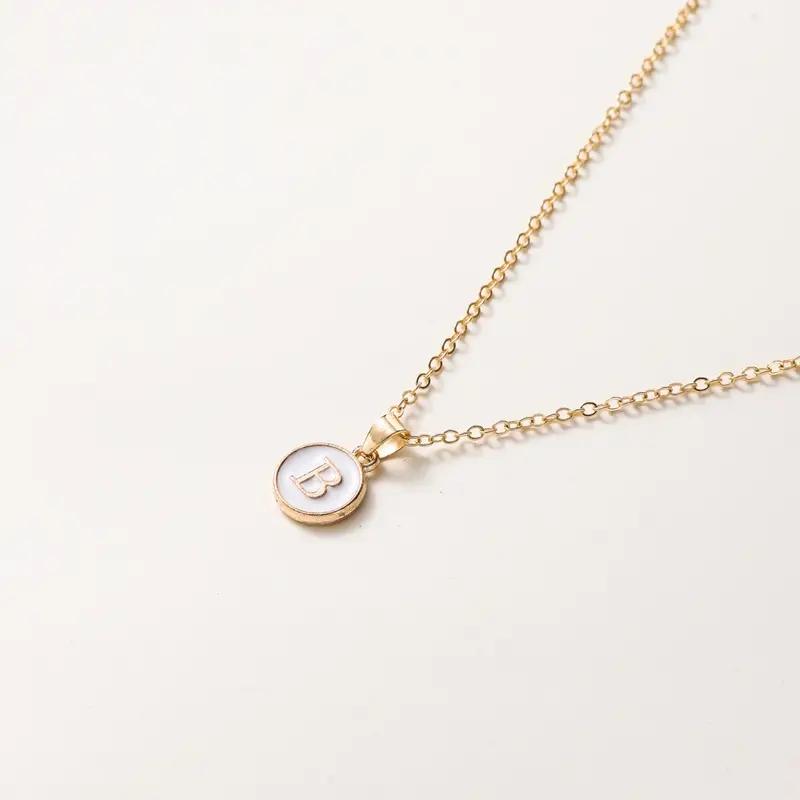 1pc Women Elegant and Exquisite O-chain 26 Letter Necklace Pendant, Golden Minimalist Necklace