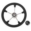 Boat Steering Wheel 5 Spoke Stainless Steel Marine Steering Wheel with PU Foam Grip and Center Cap for Yachts