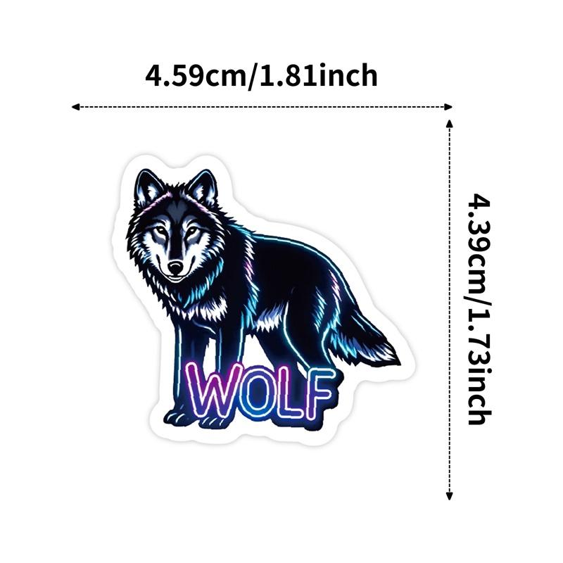 10/30/56PCS Cartoon Wolf Colored PVC Sticky Sticker Aesthetic DIY Decoration Scrapbooking Hand Accounting Supplies