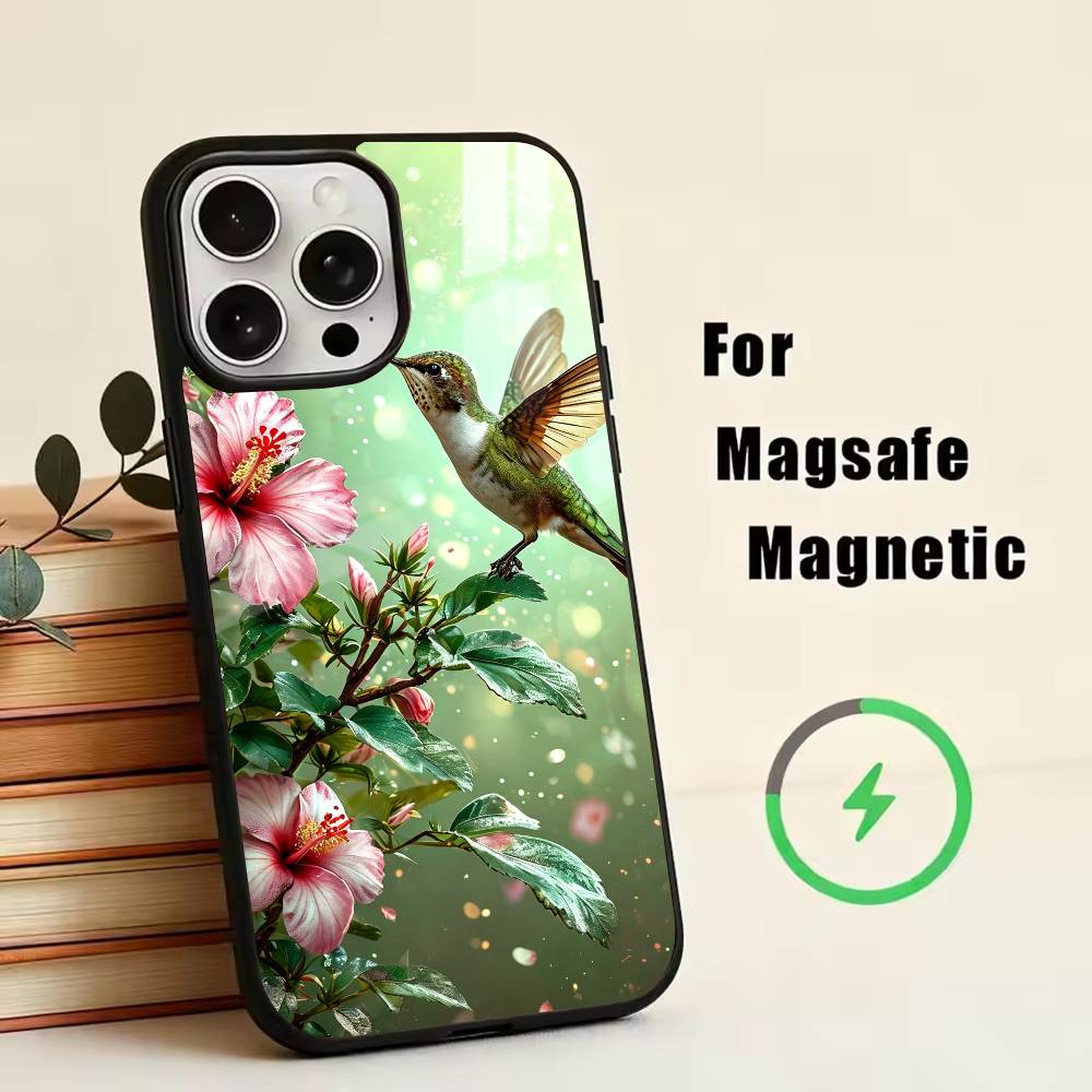 Красочная птица H-Жужжащая Чехол для телефона Для iPhone 17, 16, 15, 14, 13, 12, 11 Plus, Pro Магнитный Для Magsafe Беспроводная зарядка