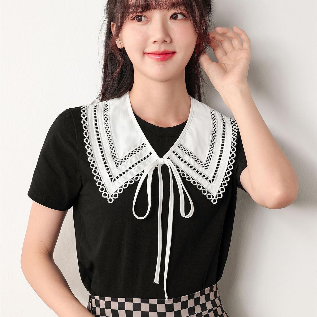New Women Bowknots Fake Collar Shawl for Shirt Blouse Detachable Collar Lapel False Collar Student Dress Sweater Decorative