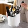 360 Degrees Rotating Knife Holder Multi-Function Utensil Holder Knife Block Flatware Drainer Storage Box Spoon Fork for Kitchen