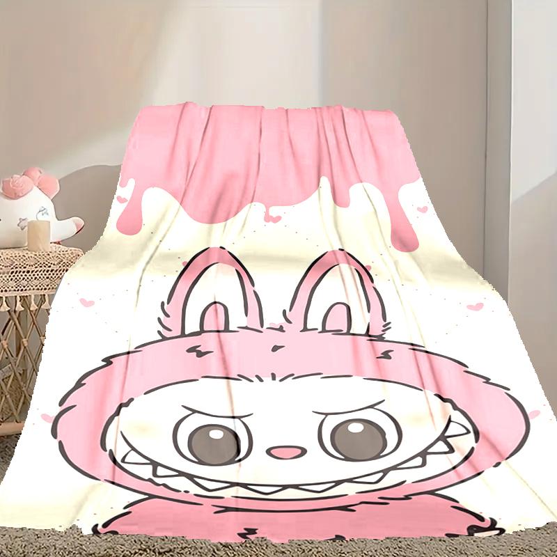 1pc Digital Print Nap Blanket, LABUBU Blanket for Home Use, All Season Warmth, Christmas and Valentine's Day Gift Blanket