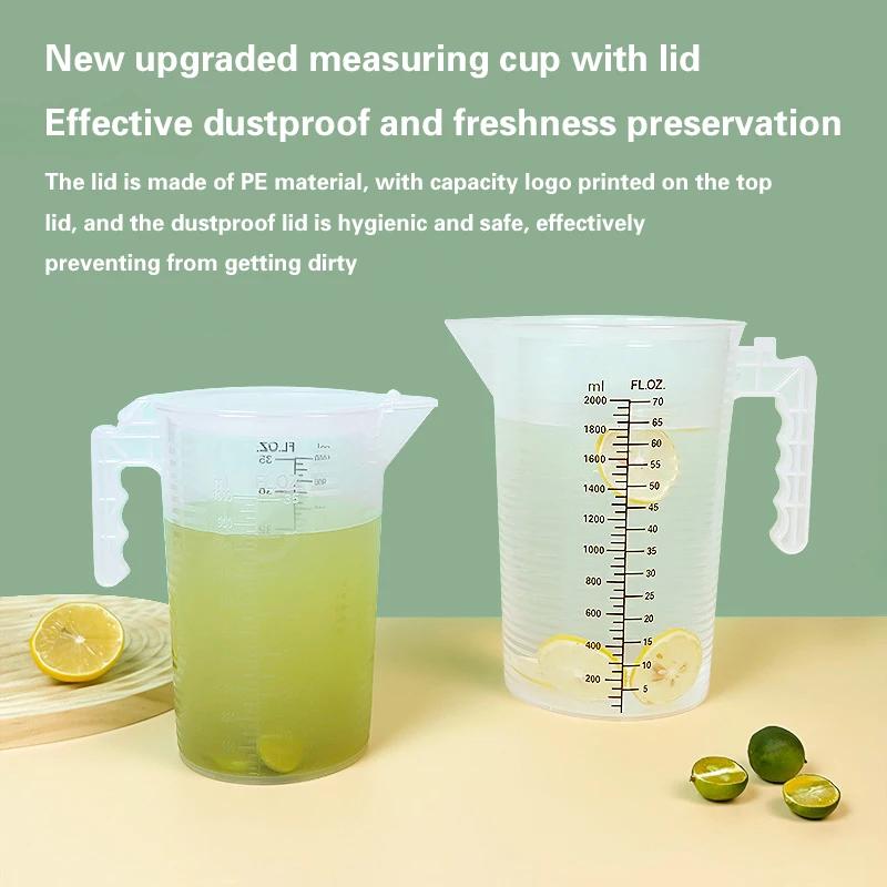 100-5000 мл Пластиковый мерный стакан с крышкой Градуированный контейнер для жидкости Кухонные прозрачные инструменты для измерения при выпечке Большой объем