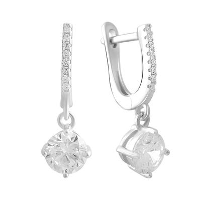 Серебряные серьги с фианитами (2138648)