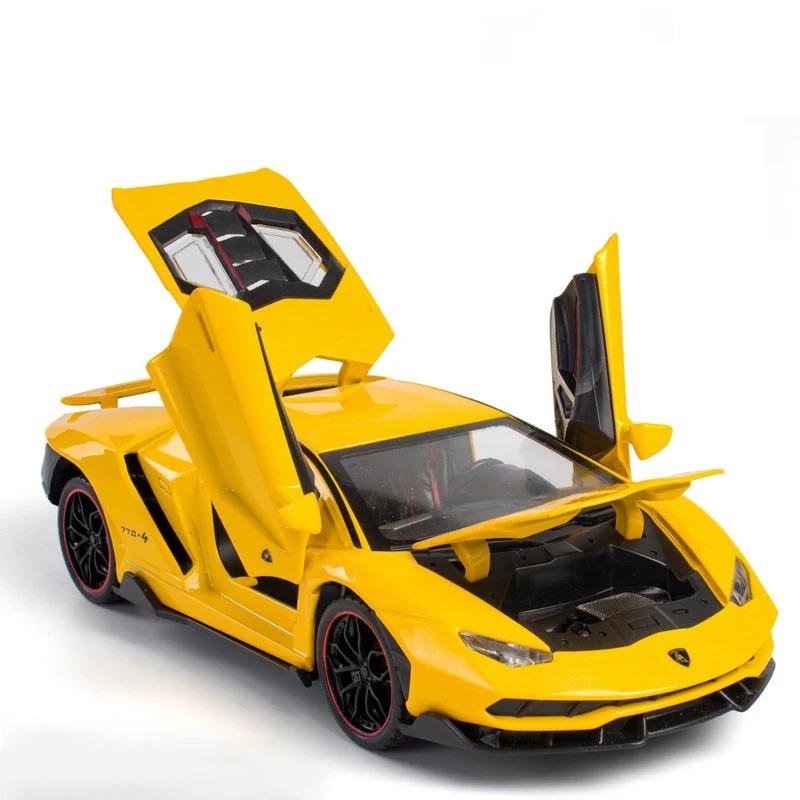 1/24 Lamborghini LP770-4 модель автомобиля из сплава, спортивная машина, звук, супер гоночный подъемный механизм, горячее колесо для детских подарков