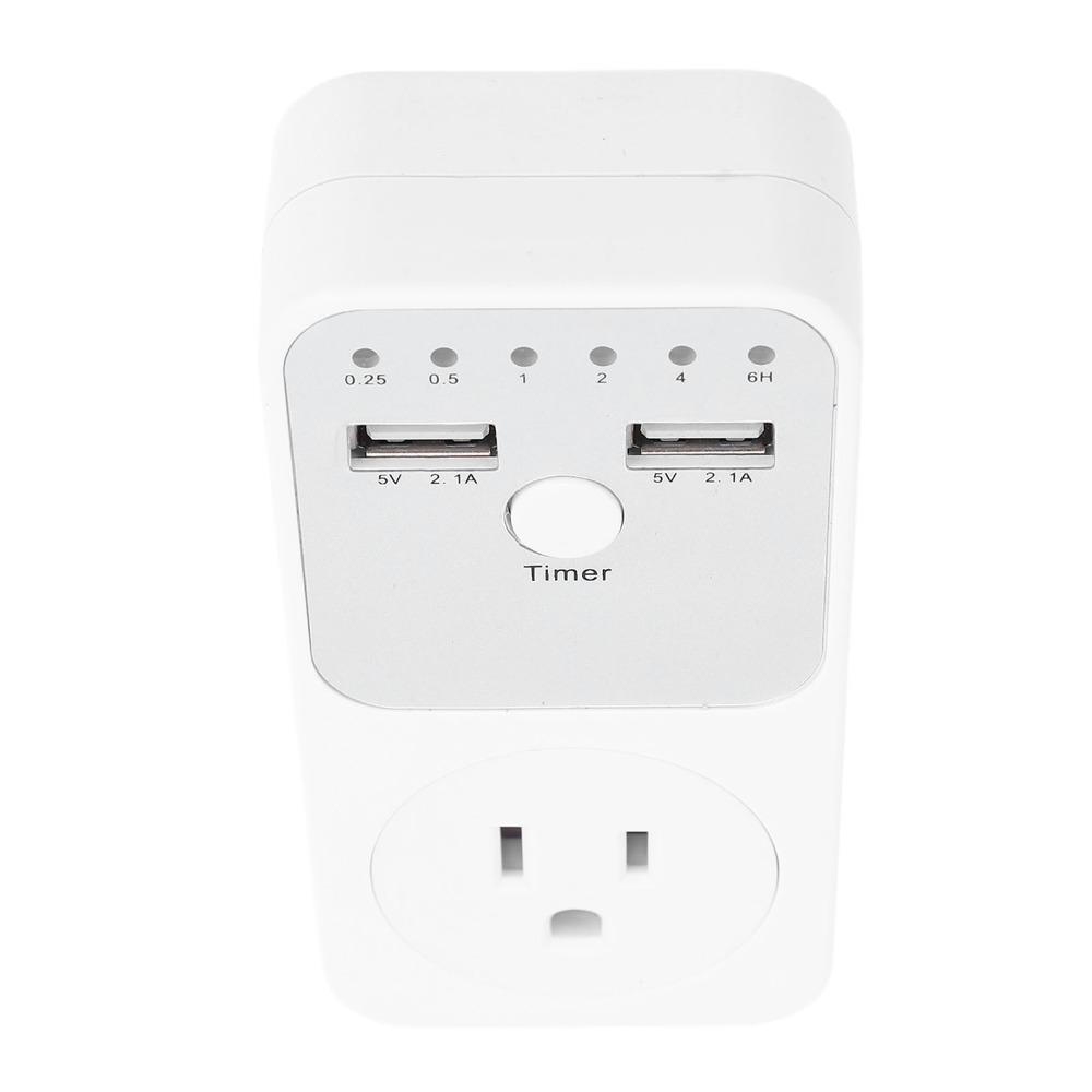 6H Timer Socket 2 USB Ports Voltage Protector Smart Home Countdown Timer Socket Lamps Indoor