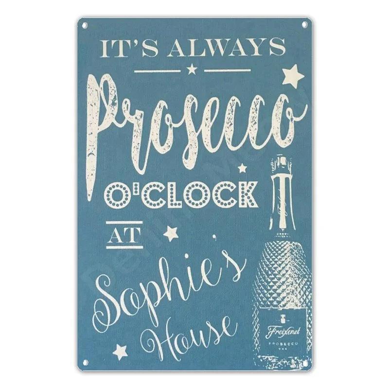 Prosecco Vintage Poster Cocktails Metal Tin Signs Pub Bar Decoration Prosecco Princess Wall Art Decor