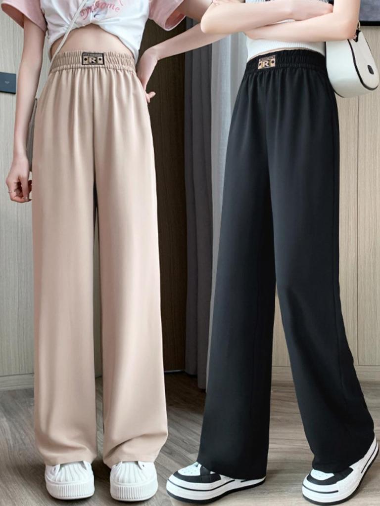 Women's Summer High-Waist Ice Silk Wide-Leg Pants