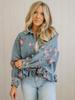 Европейская и американская ретро-рубашка для женщин из стираного денима с цветочным принтом, свободная, с длинным рукавом (2026)
