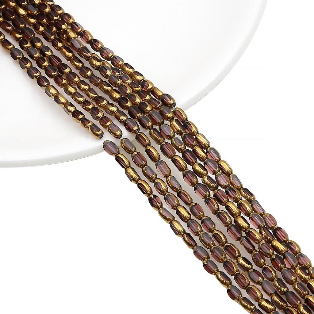 Овальные ограненные стеклянные кристаллы с золотистой окантовкой, в форме рисовых зерен, для изготовления украшений