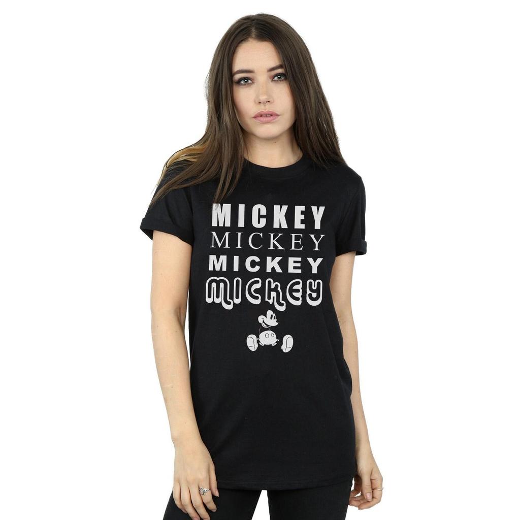 Disney Womens/Ladies Mickey Mouse Sitting Cotton Boyfriend T-Shirt
