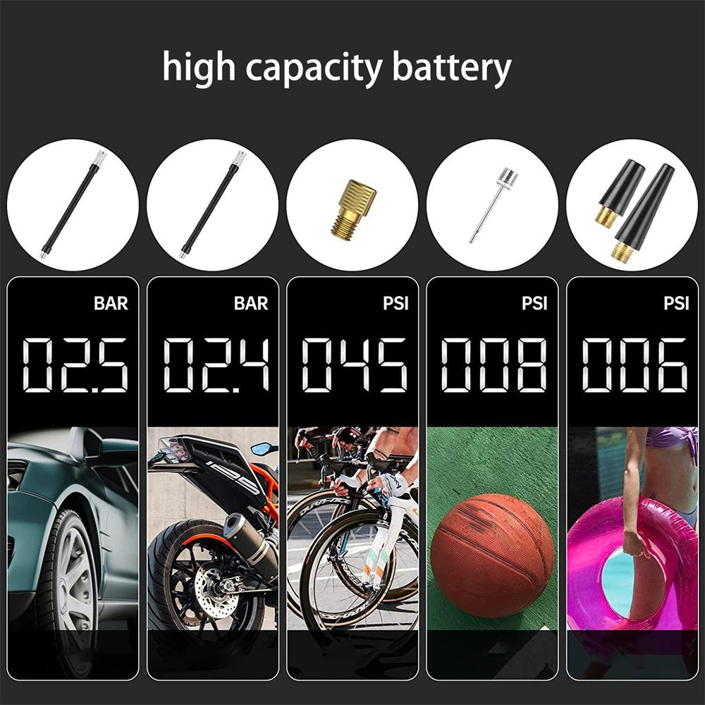 Мини-воздушный насос 150 PSI Беспроводной воздушный электрический насос для накачивания шин Автомобиль Велосипед Перезаряжаемый