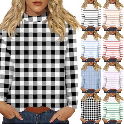 Женский повседневный топ с длинным рукавом и средним воротником