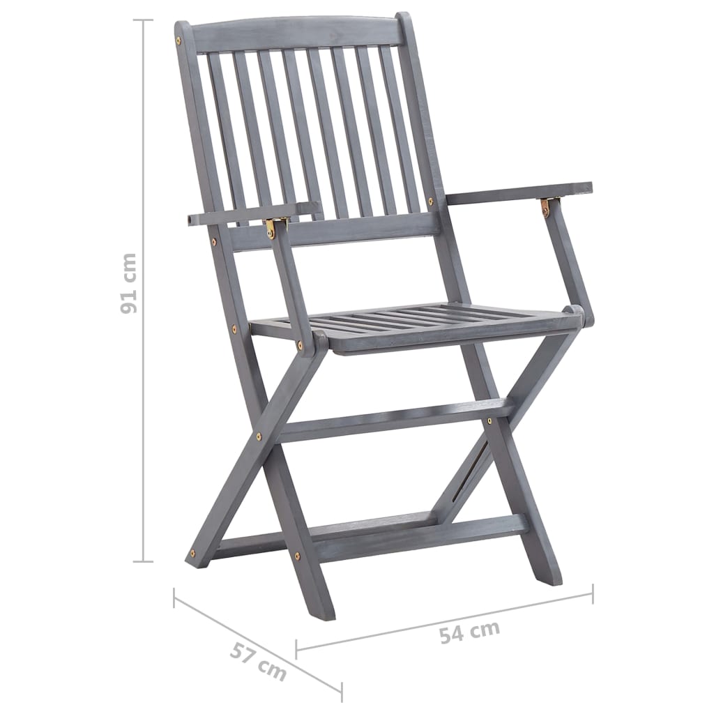 Foldable Garden Chairs 6 pcs with Cushions Solid Acacia Wood