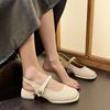 2024 Летние элегантные женские босоножки, модные полые каблуки среднего размера, женские туфли для вечеринок с неглубоким квадратным носком, повседневные туфли, тонкий дизайн, новые