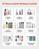 Leather Working Tools Kit 61 PCS Engraving Punching Stamping Sewing Tools