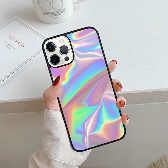 Переливающийся голографический арт чехол для телефона для iPhone 17 Air 14 15 16 13 12 Чехол для Apple Pro Max 6S Plus Coque