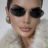 Oval Frameless Sunglasses Rivet Fashion Sunglasses Trendy Street Shot Sunglasses Women