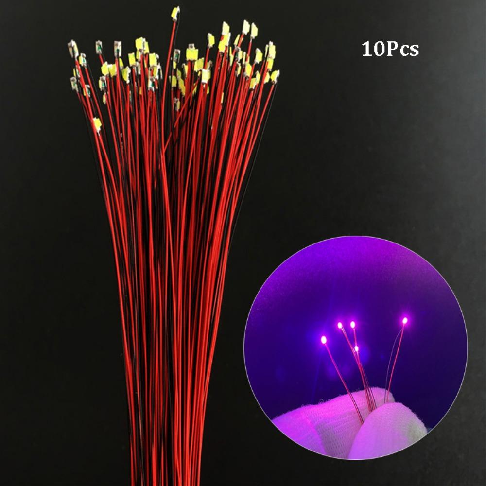 10Pcs Red Black Line 0805LED SMD Wire Light HO N OO Scale Pre-soldered Micro Railway Decoration