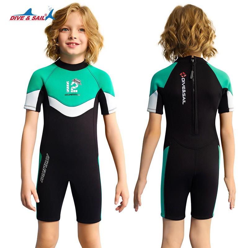 Kids 2.5mm Neoprene Wetsuit Short Sleeve Full Body Dive Snorkel Suit Swimming Surfing Sailing Winter