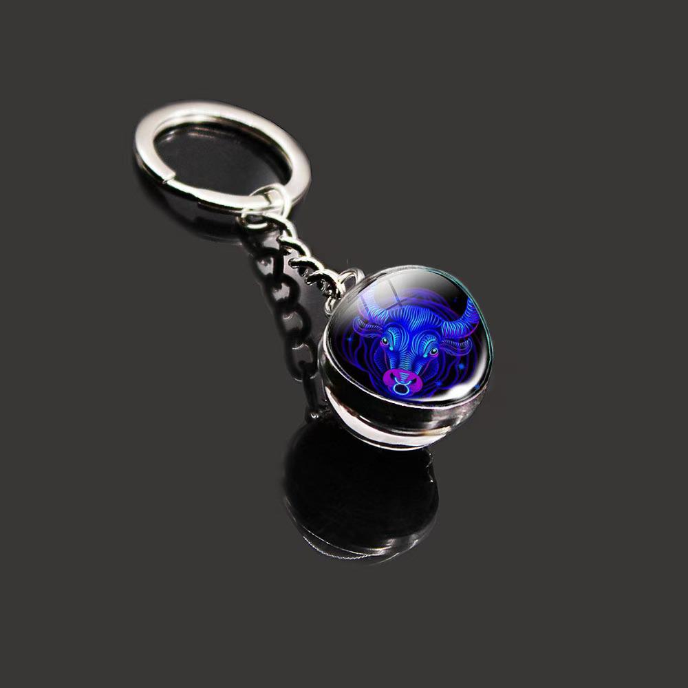 Spherical Luminous Crystal Zodiac Keychain - Virgo & Leo